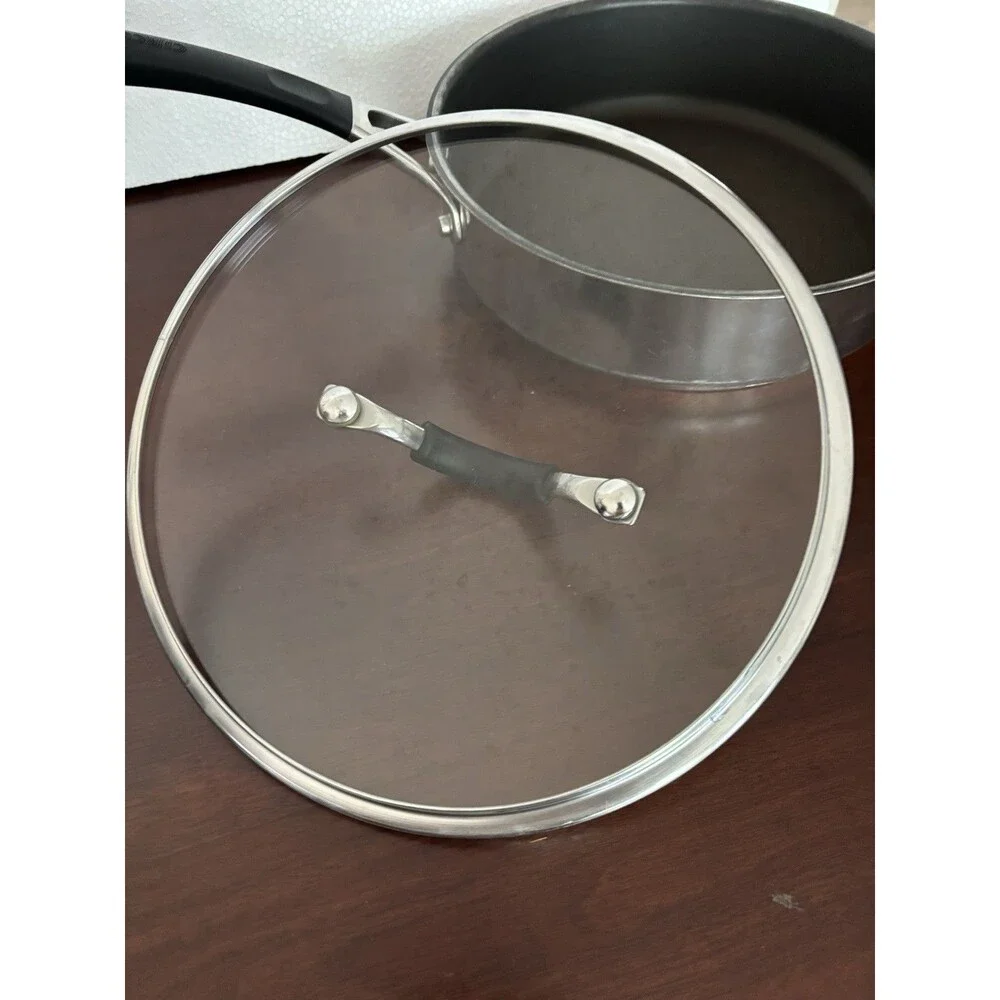 Circulon SteelSheild Stainless Steel 3 Quart Saucepan w Lid, Silver, Blk handles